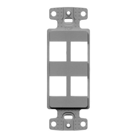 HUBBELL 4 Port Decorator Keystone Frame Plate, Gray HU308409